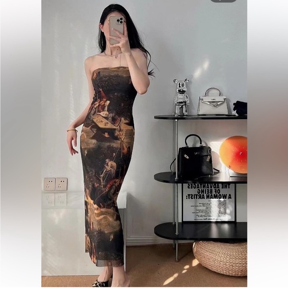 Zara Bosch Hieronymus sz S dress Strapless Tulle Mesh Stretch The Ship is Fools - Picture 2 of 12